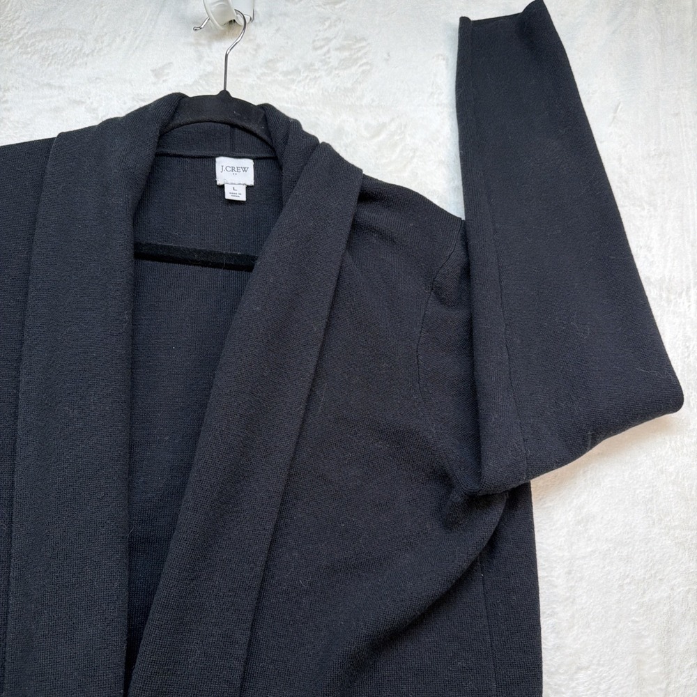J.Crew Sweater Blazer Womens Large Black‎ Knit Open Front Schoolboy Preppy